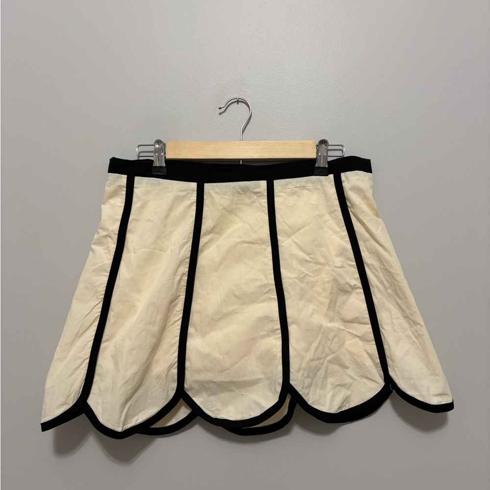 Scalloped Hem Contrast Trim Cream Sleeveless Summer Skort Set - Picture 3 of 11